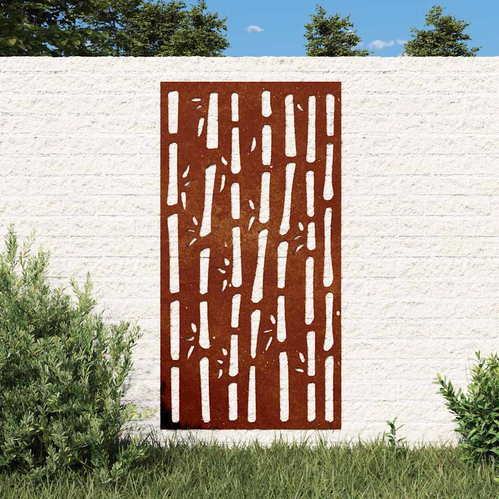 Decoração p/ muro de jardim 105x55 cm aço corten design bambu