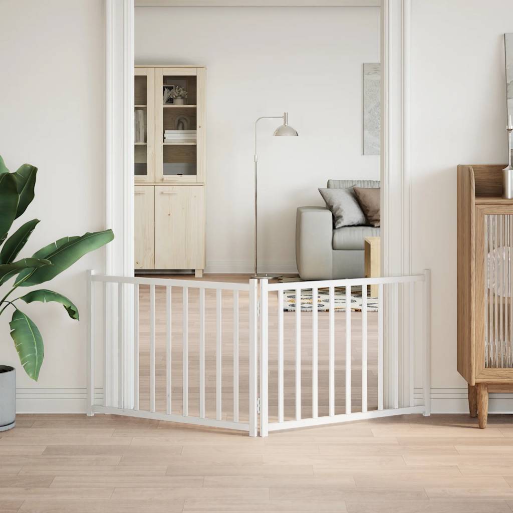 Portão p/ cães dobrável 2 painéis 160 cm abeto maciço branco