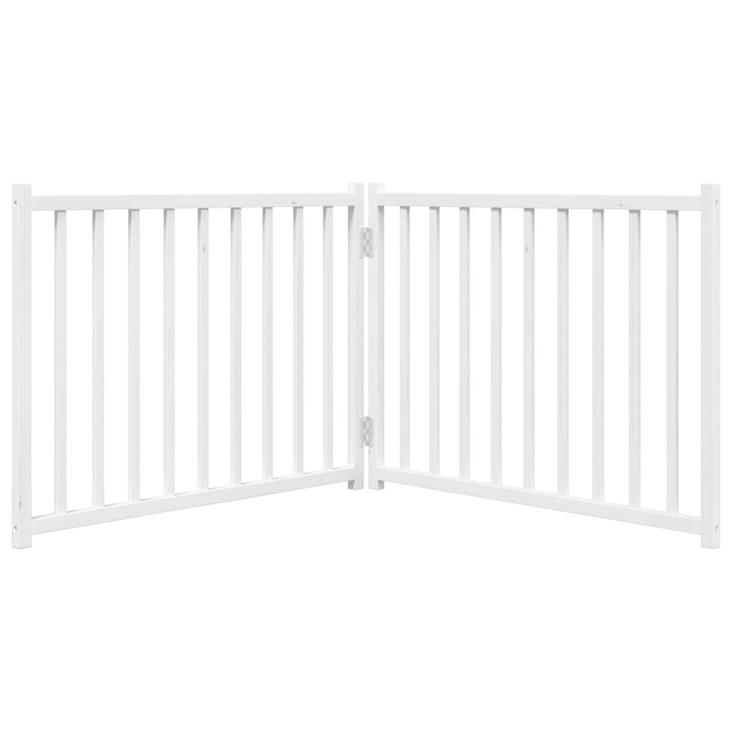 Portão p/ cães dobrável 2 painéis 160 cm abeto maciço branco