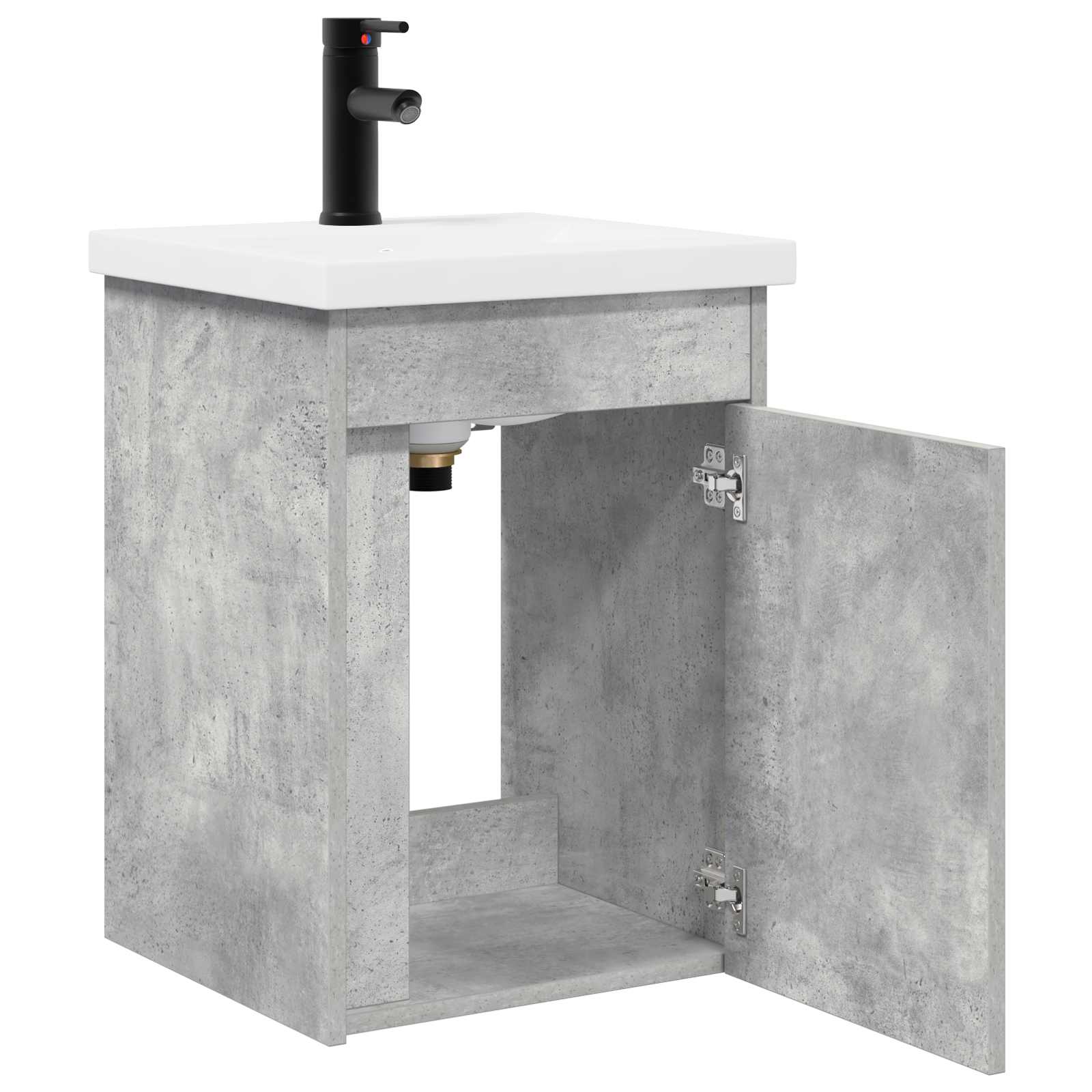 Conjunto de móveis de banheiro com torneira cinzento cimento
