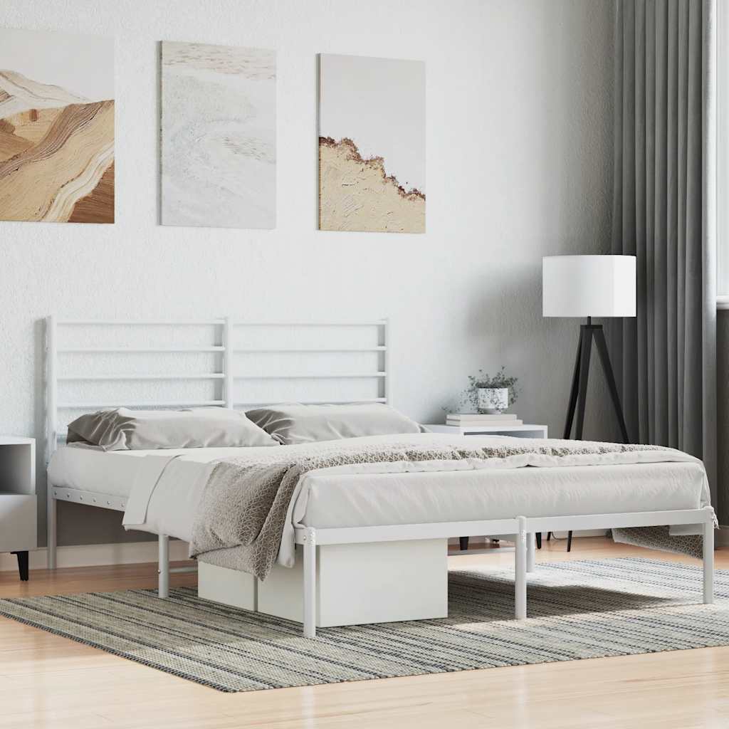 Estrutura de cama com cabeceira 120x190 cm metal branco