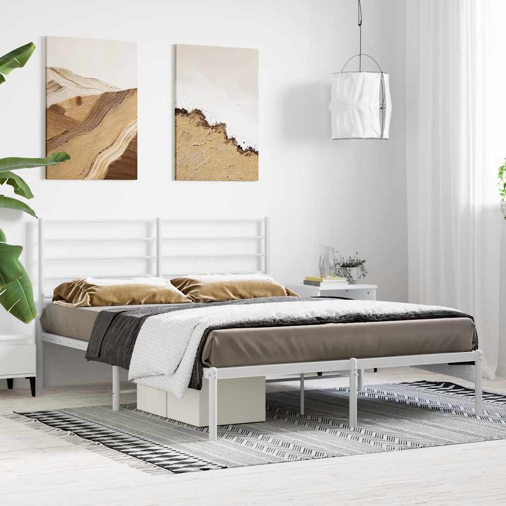 Estrutura de cama com cabeceira 120x190 cm metal branco