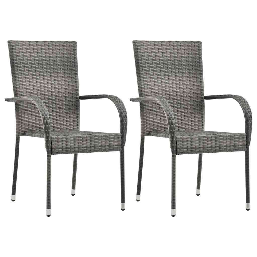 3 Pcs conjunto de jantar para jardim cinzento