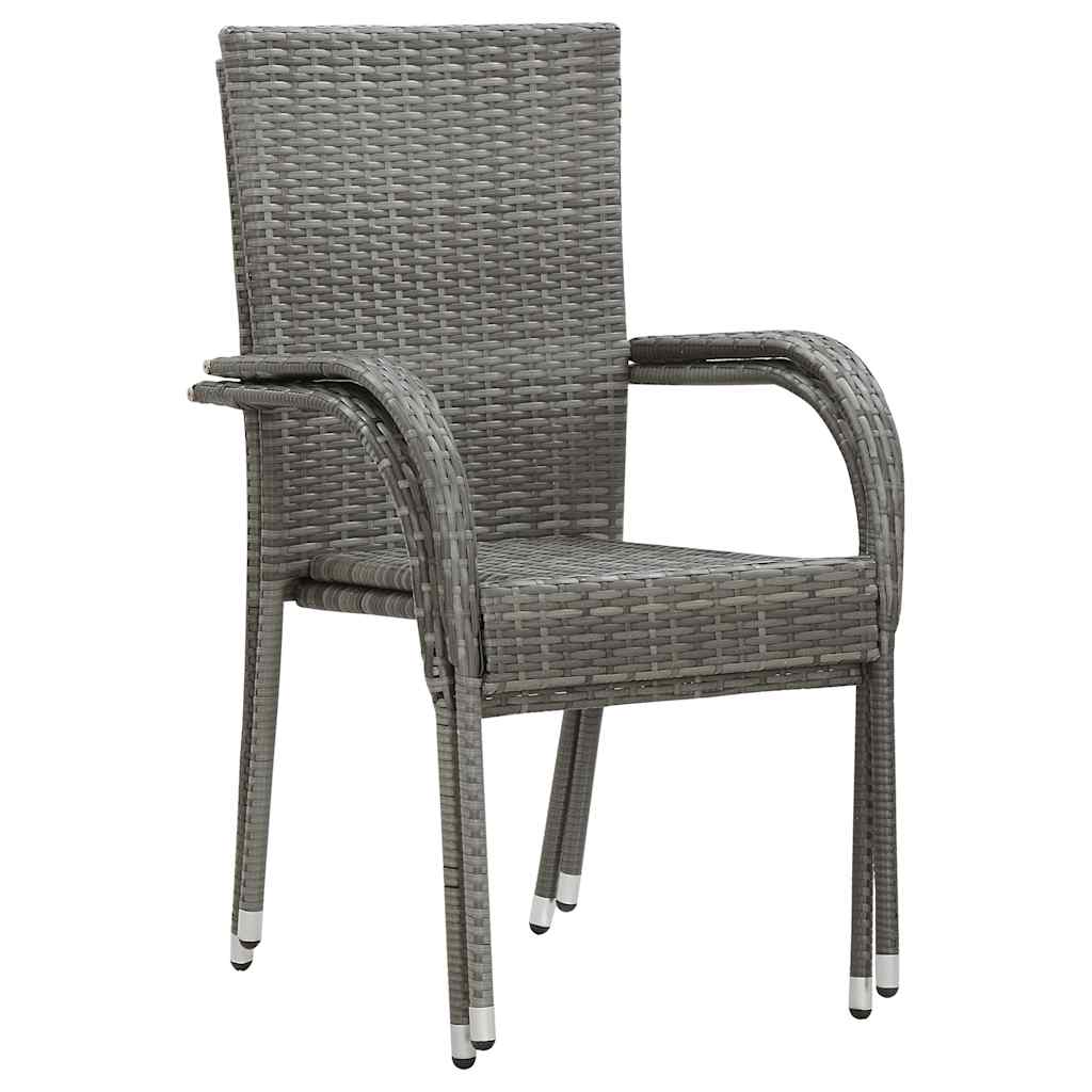 3 Pcs conjunto de jantar para jardim cinzento