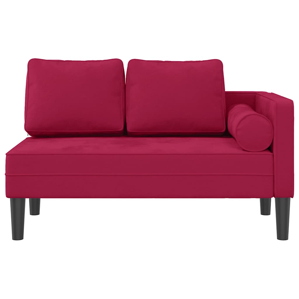 Chaise longue com almofadões veludo vermelho tinto