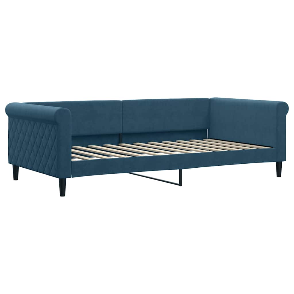 Sofá-cama com gavetão e gavetas 100x200 cm veludo azul