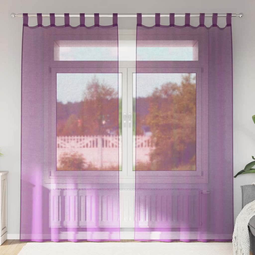 Cortinas de voile com laços 2 pcs roxo 140x225 cm