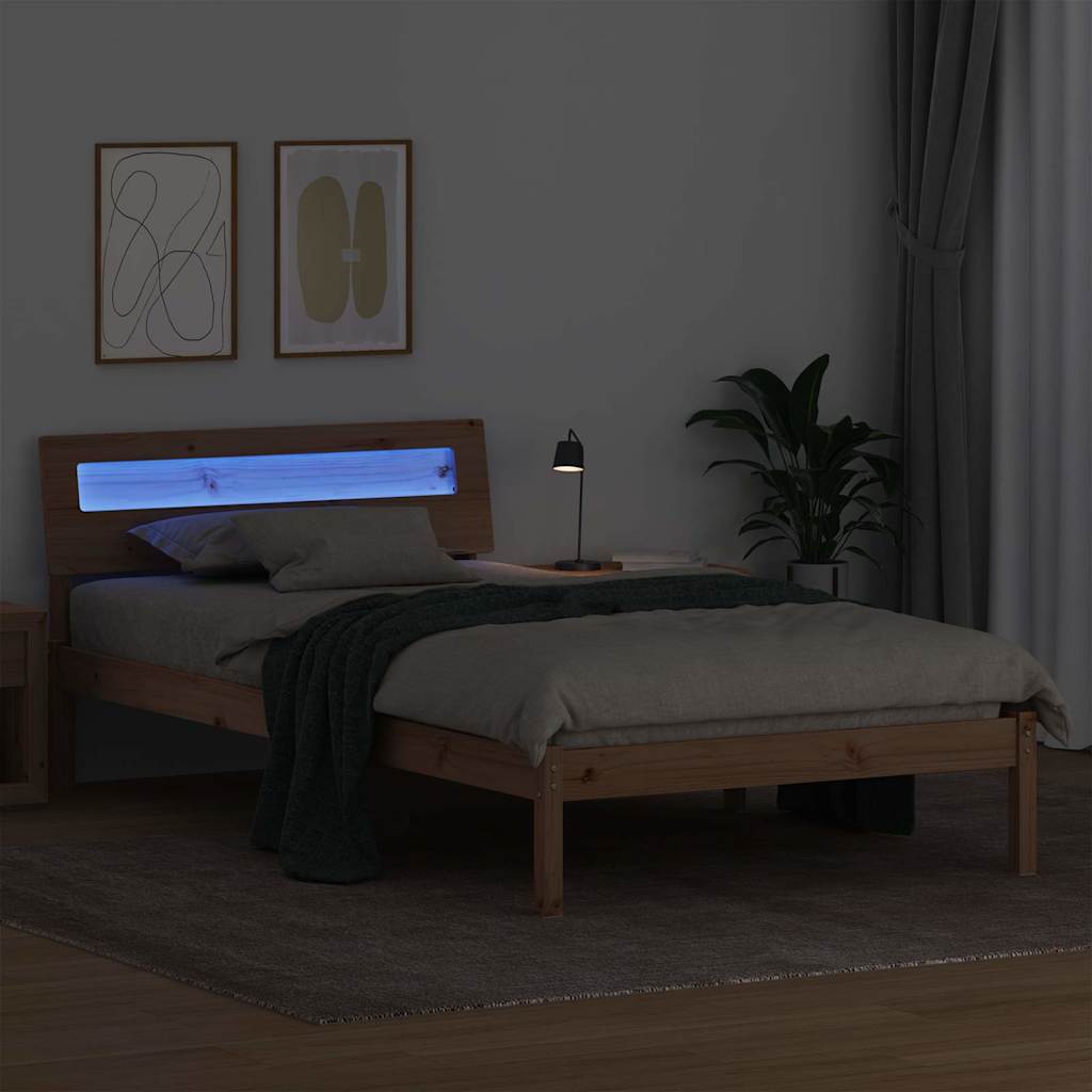 Estrutura da cama com cabeceira castanho 90 x 190 cm