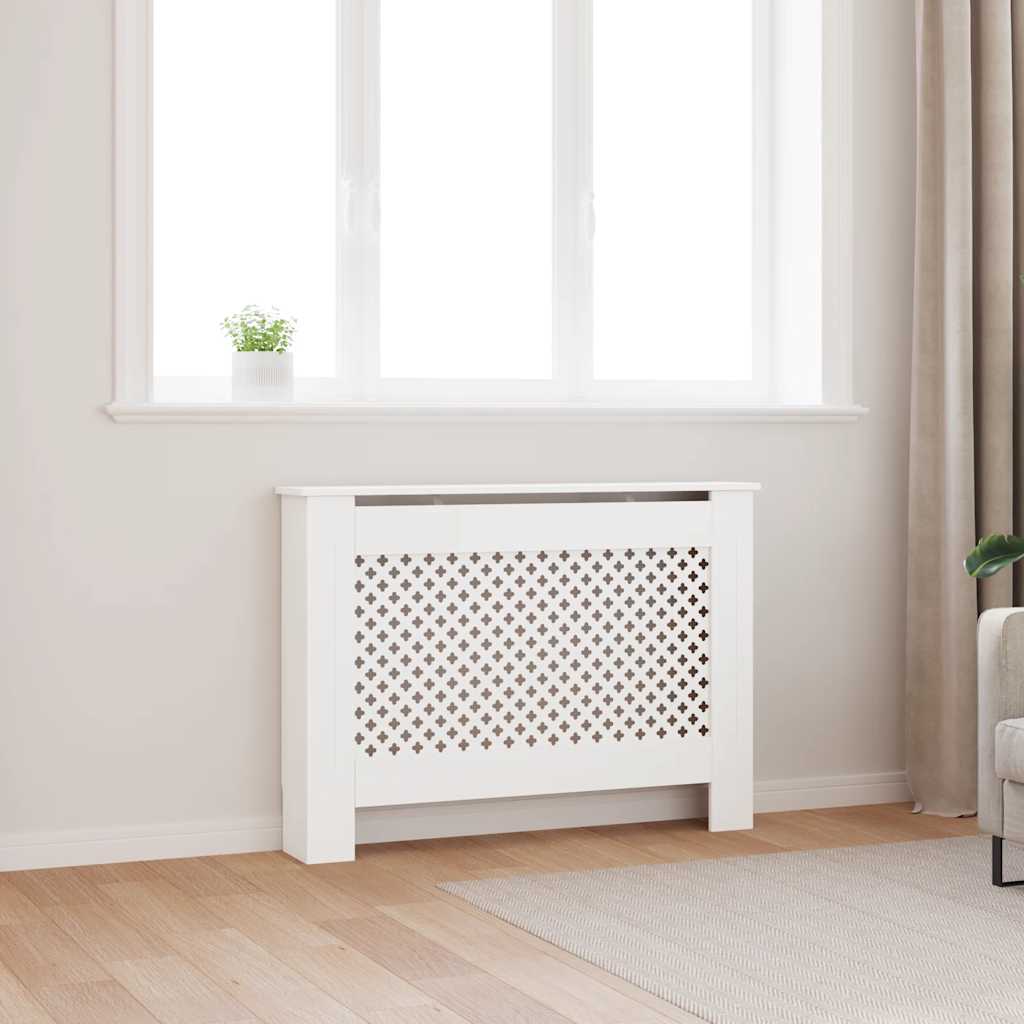Cobertura de radiador 112x19x81,5 cm MDF branco