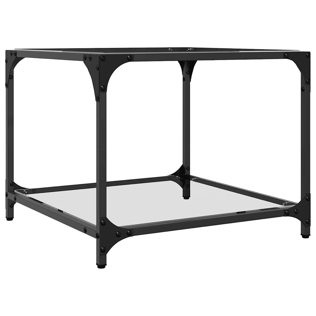 Mesas de centro c/ topo vidro transparente 2 pcs 50x50x40cm aço