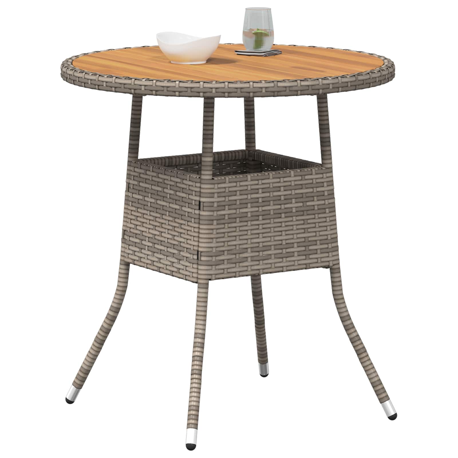 Mesa de jantar com armazenamento cinza e acácia 70 x 70 x 73 cm