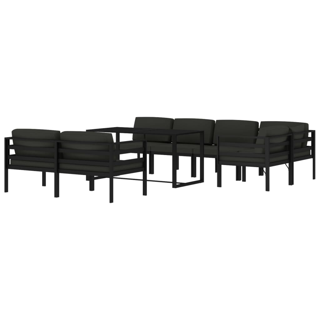 8 Pcs conjunto lounge jardim com almofadões alumínio antracite