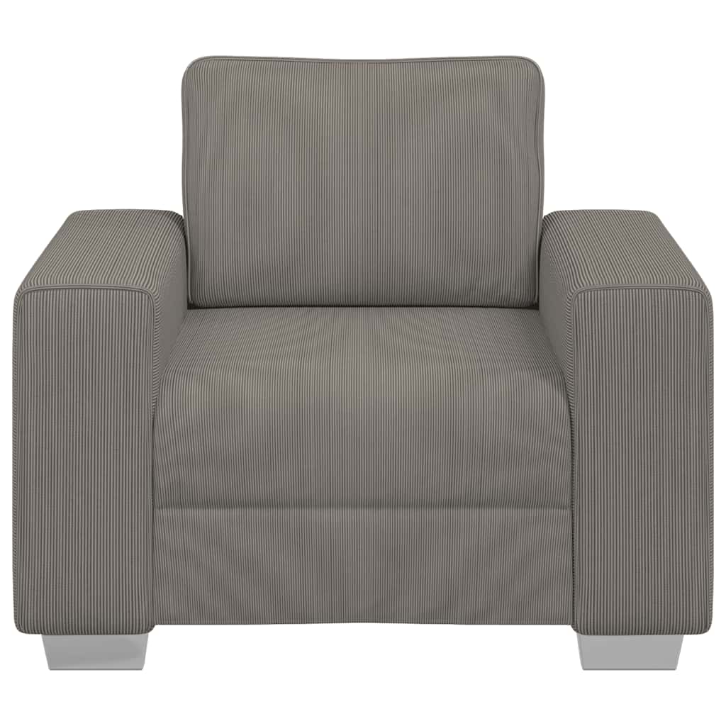 Poltrona 100x77x82 cm tecido corduroy cinzento-claro