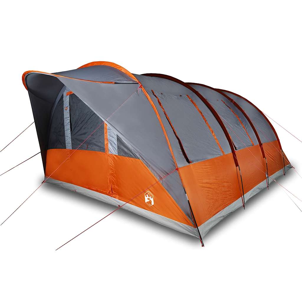 Tenda familiar túnel p/ 7 pessoas impermeável cinzento/laranja