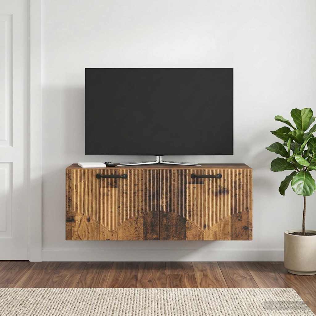 Gabinete de TV de parede madeira antiga 78,5 x 31 x 30 cm