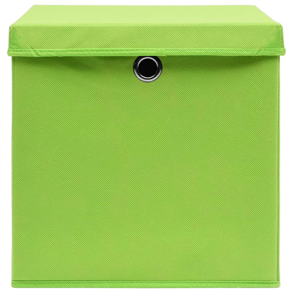 Caixas de arrumação com tampas 10 pcs 28x28x28 cm verde