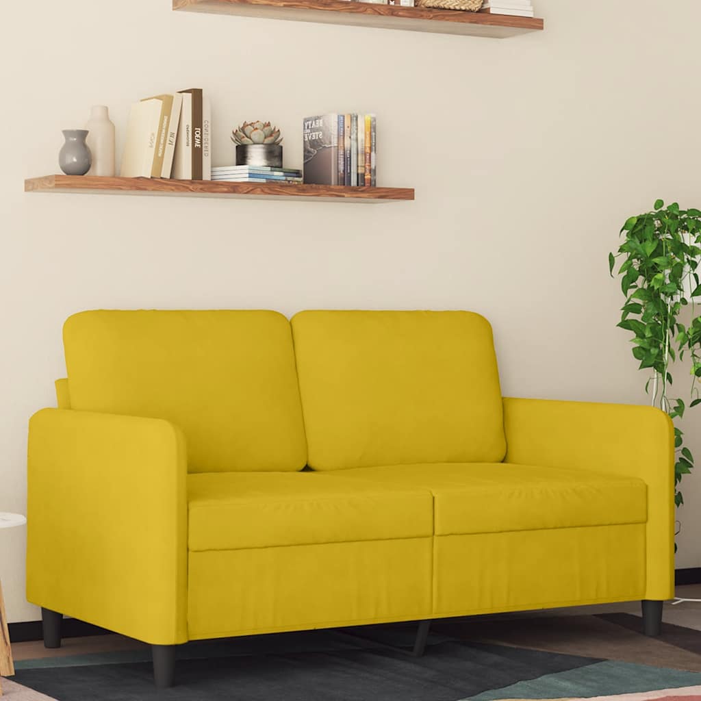 Sofá de 2 lugares veludo 120 cm amarelo
