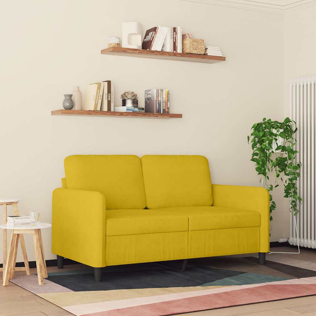 Sofá de 2 lugares veludo 120 cm amarelo