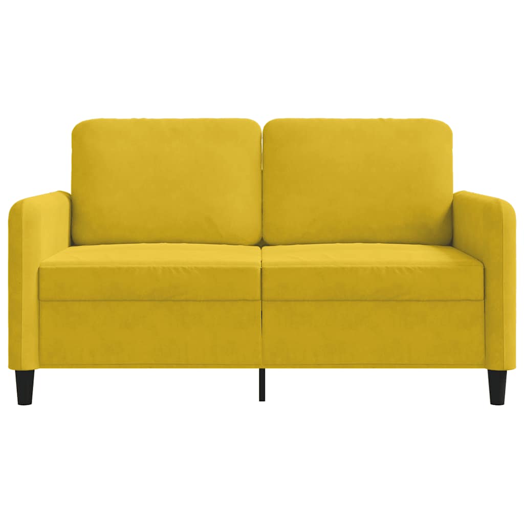 Sofá de 2 lugares veludo 120 cm amarelo