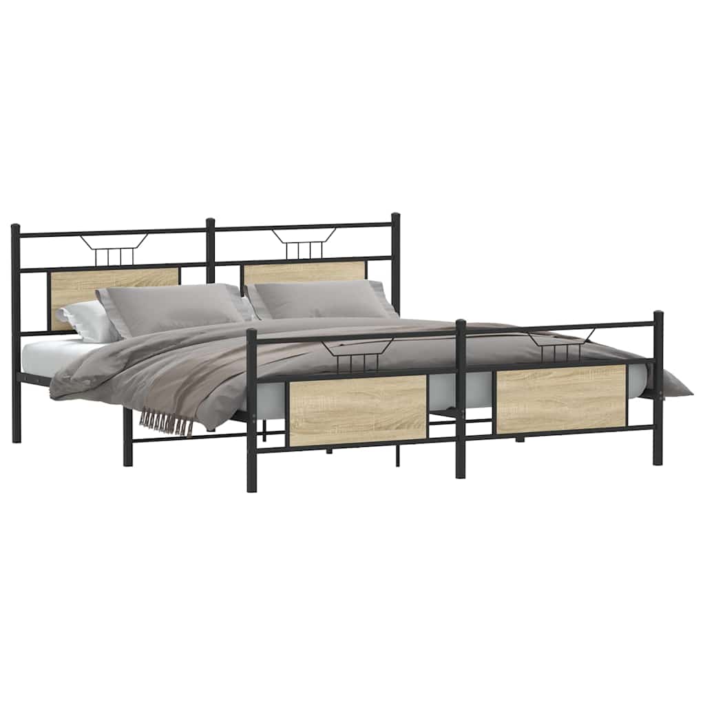 Estrutura de cama sem colchão 183x213cm metal carvalho sonoma