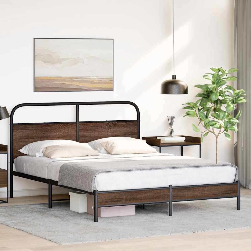 Estrutura cama s/ colchão derivados madeira carvalho castanho