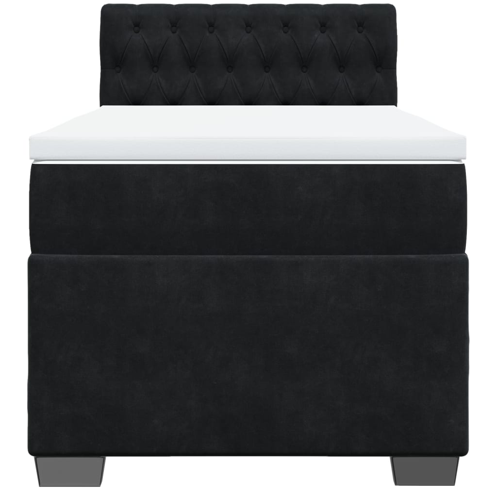Cama com molas/colchão 100x200 cm veludo preto