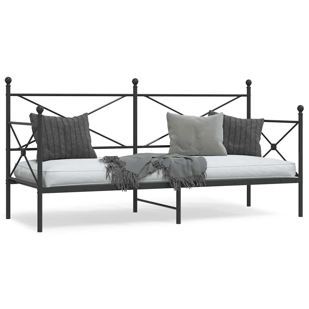 Cama de dia sem colchão 90x200 cm aço preto