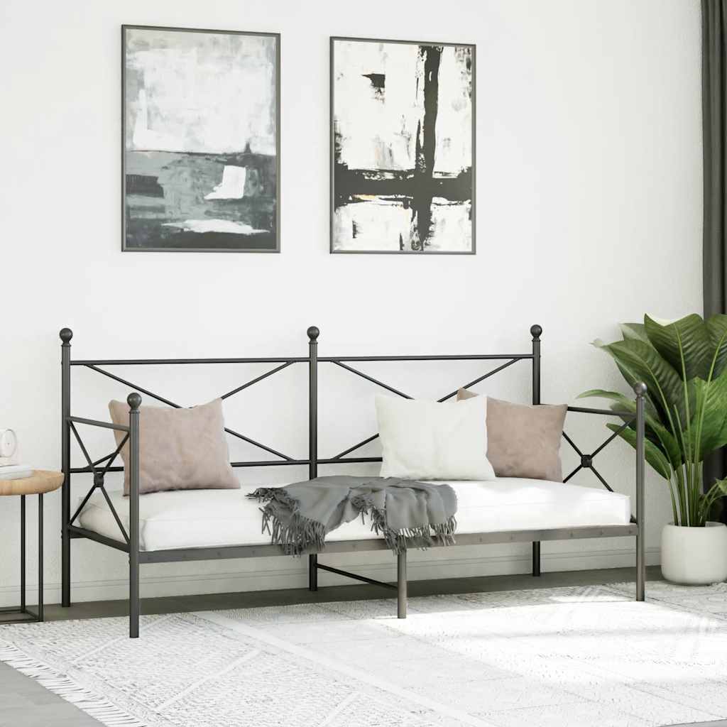 Cama de dia sem colchão 90x200 cm aço preto