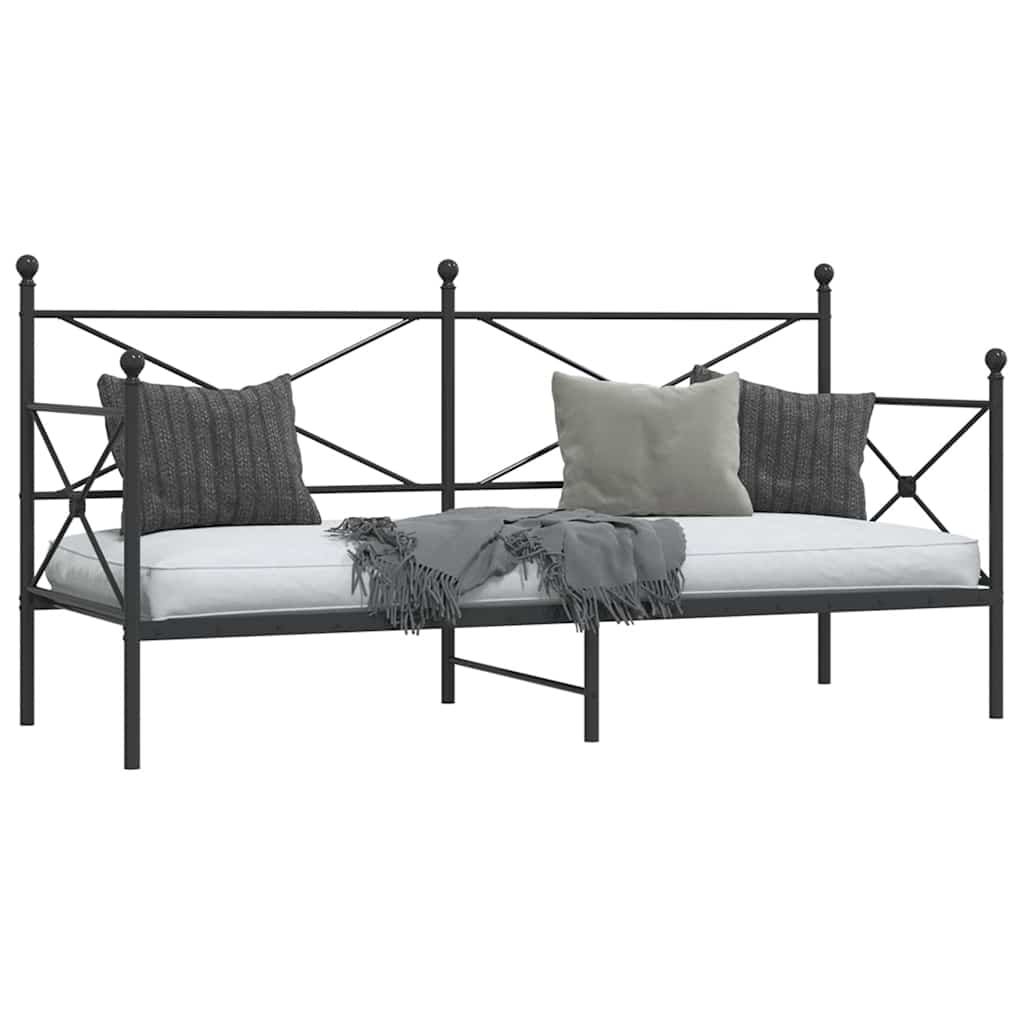 Cama de dia sem colchão 90x200 cm aço preto