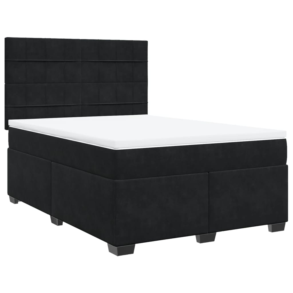 Cama com molas/colchão 160x200 cm veludo preto