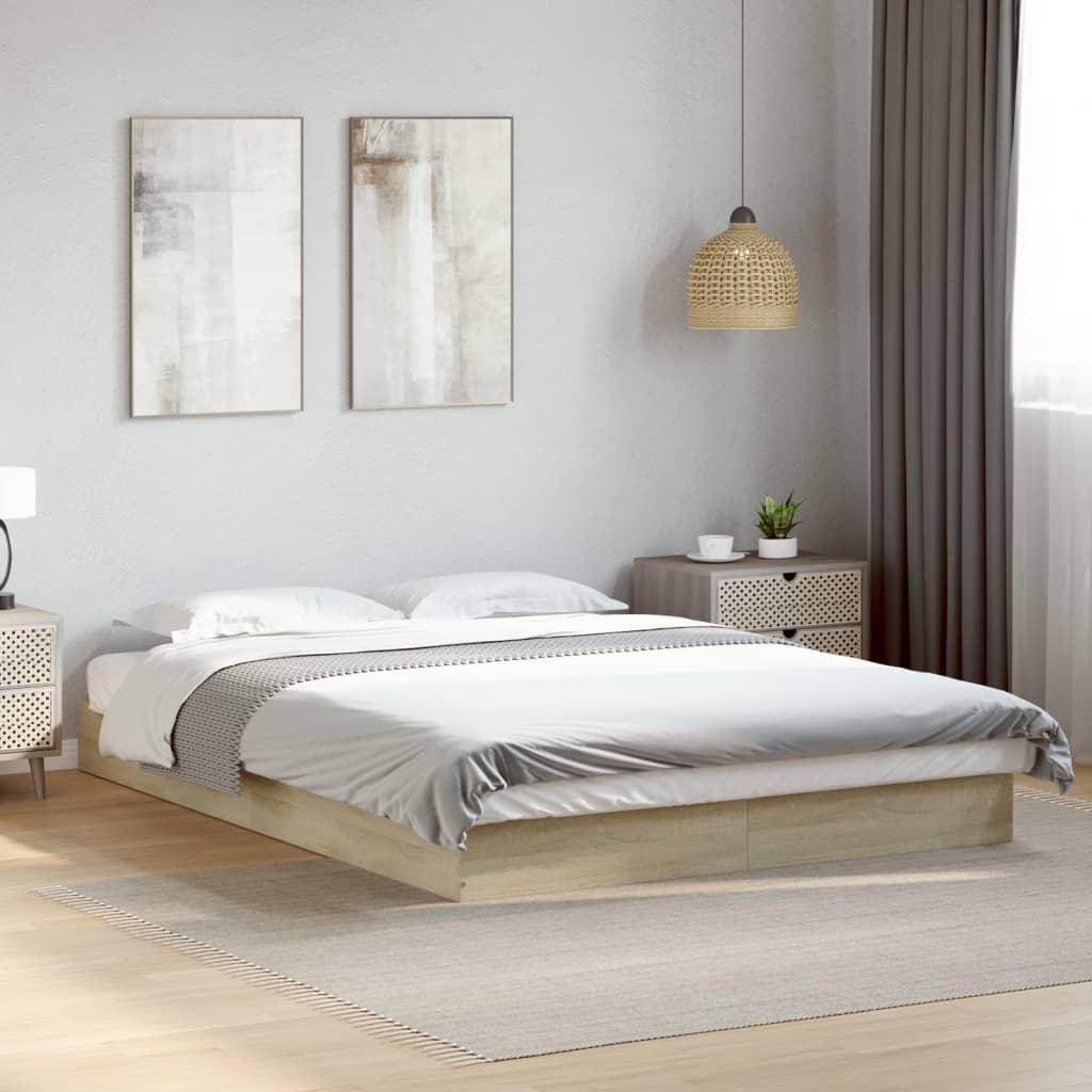 Estrutura cama s/ colchão derivados de madeira carvalho sonoma