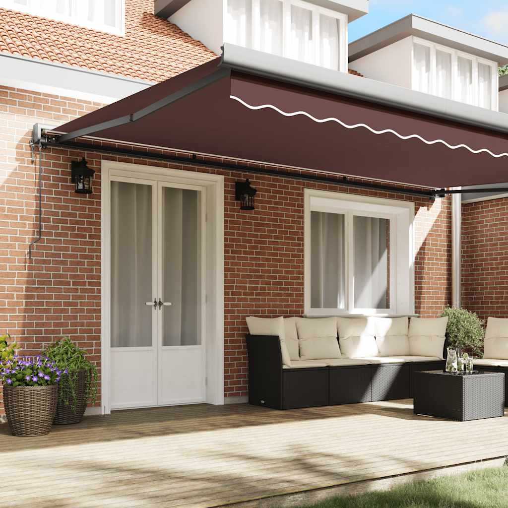 Toldo retrátil automático 500x300 cm castanho