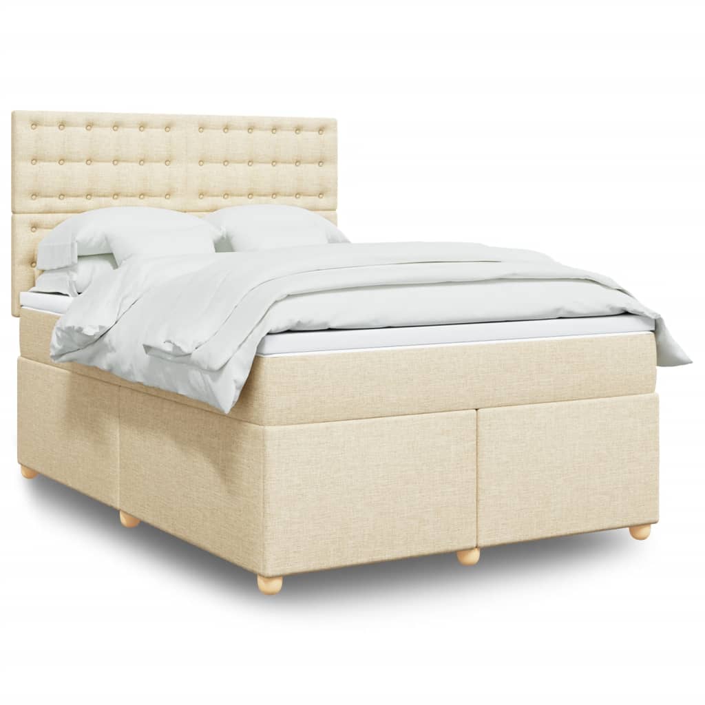Cama com molas/colchão 140x200 cm tecido cor creme