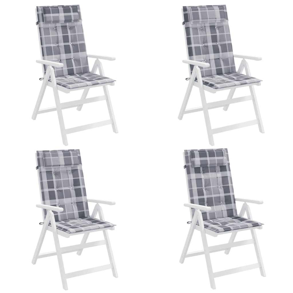 Almofadões cadeira encosto alto 4pcs tecido oxford xadrez cinza