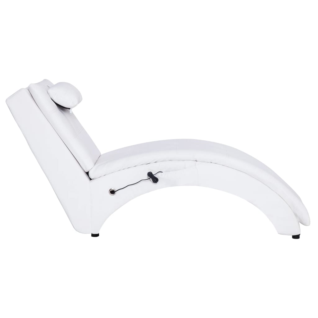 Chaise longue de massagem c/ almofada couro artificial branco