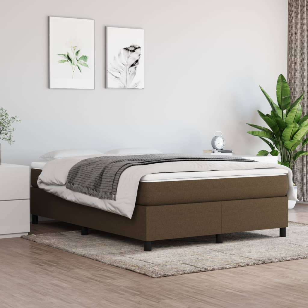 Estrutura de cama com molas 140x190 cm tecido castanho-escuro