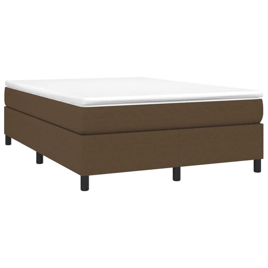 Estrutura de cama com molas 140x190 cm tecido castanho-escuro