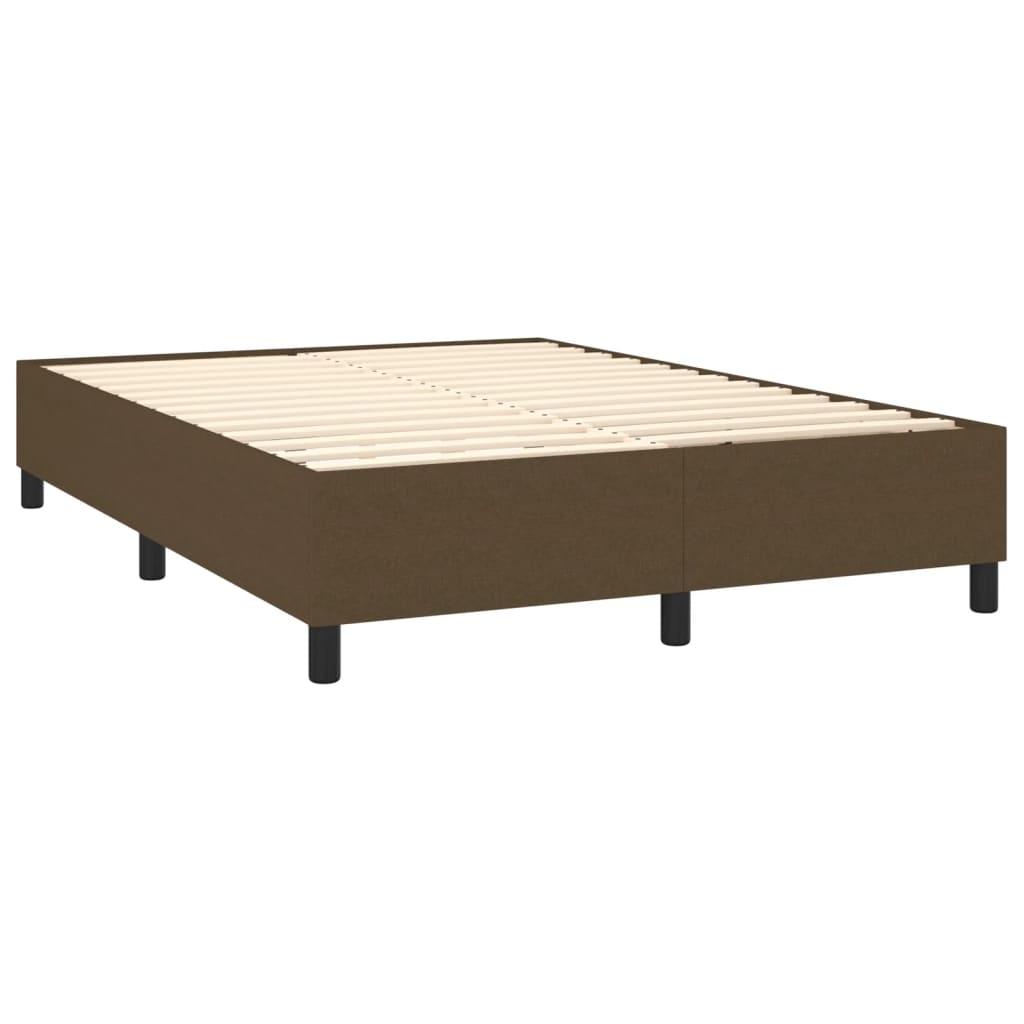 Estrutura de cama com molas 140x190 cm tecido castanho-escuro