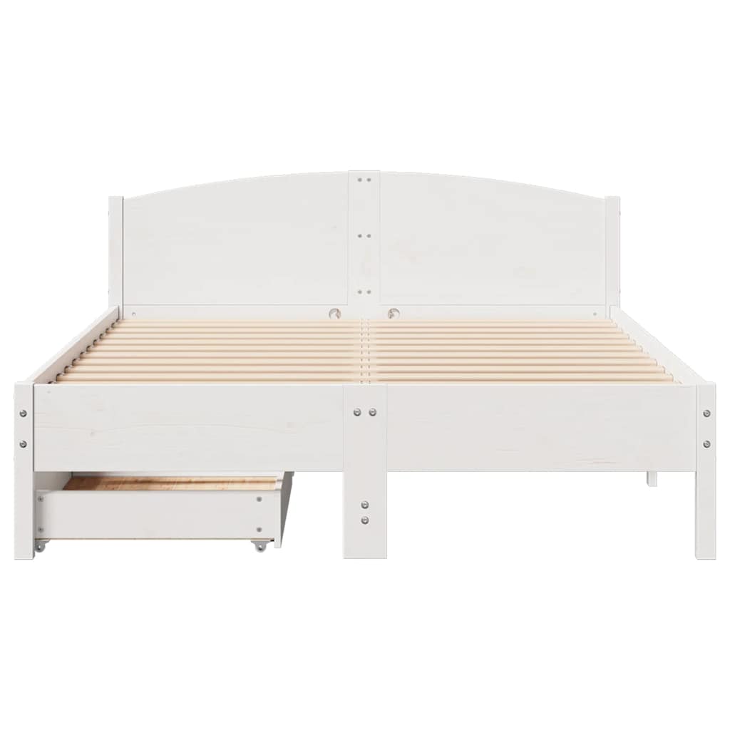 Cama sem colchão 120x200 cm madeira de pinho maciça branco