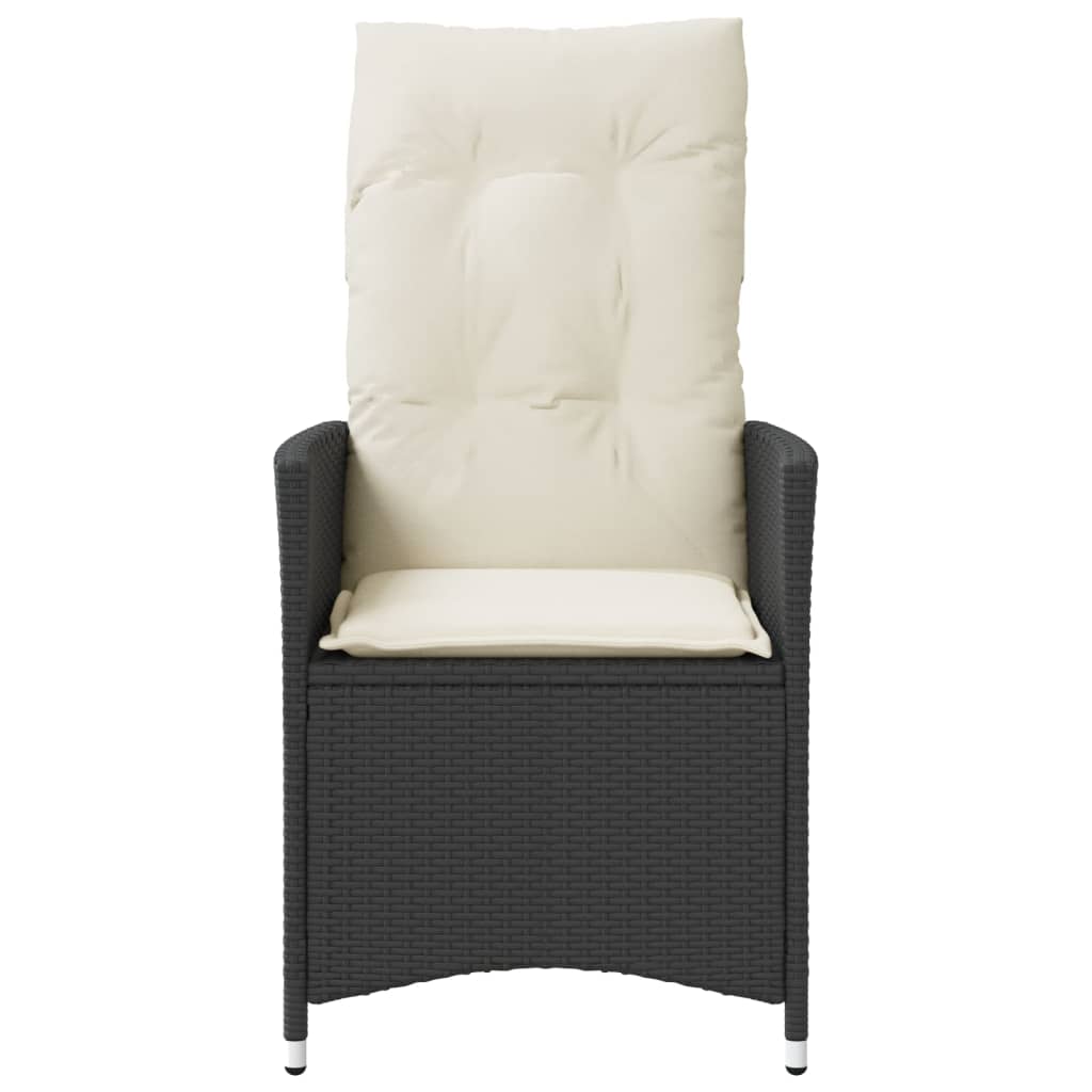 Cadeiras de jardim reclináveis c/ almofadões 2pcs vime PE preto