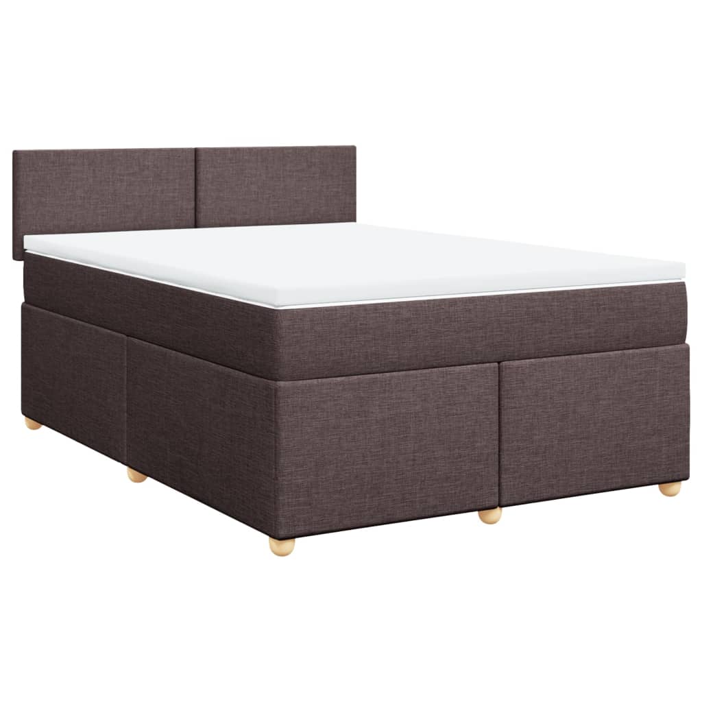 Cama com molas/colchão 160x200 cm tecido castanho-escuro