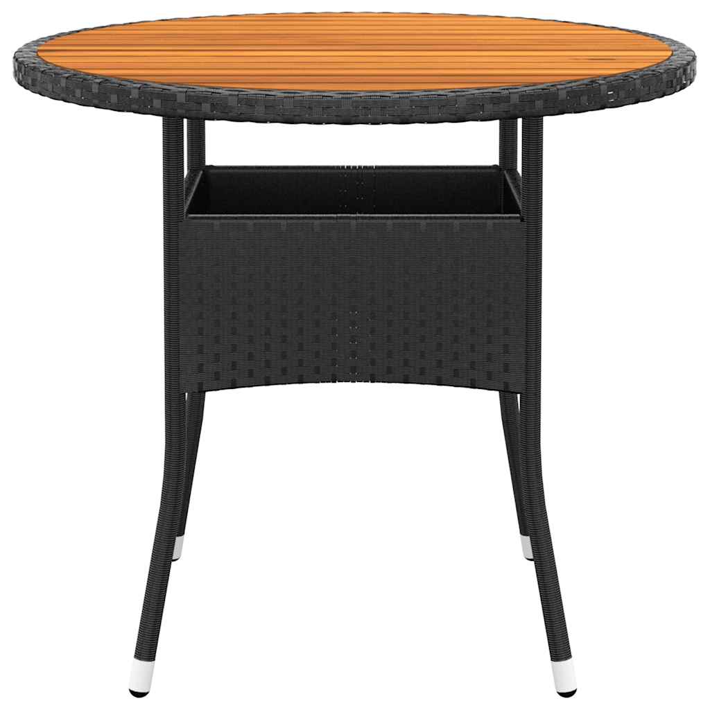Mesa de jardim ø80x75 cm madeira de acácia e vime PE preto