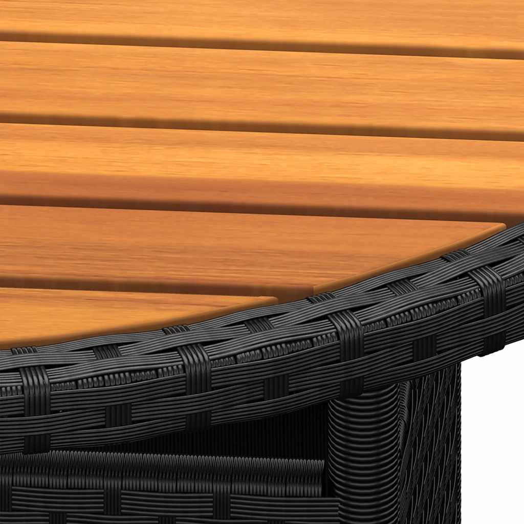 Mesa de jardim ø80x75 cm madeira de acácia e vime PE preto