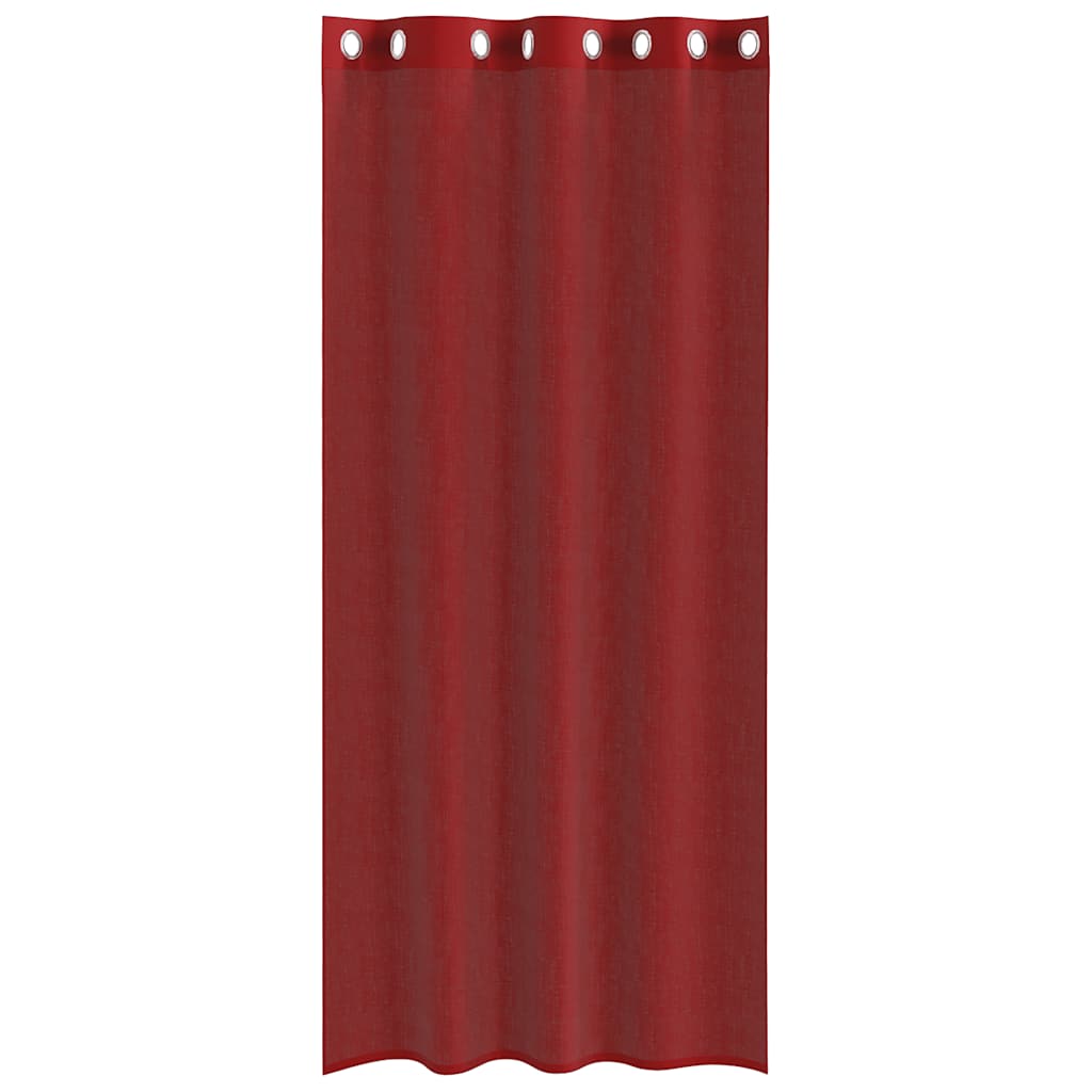 Cortinas de voile com ilhós 2 pcs vermelho tinto