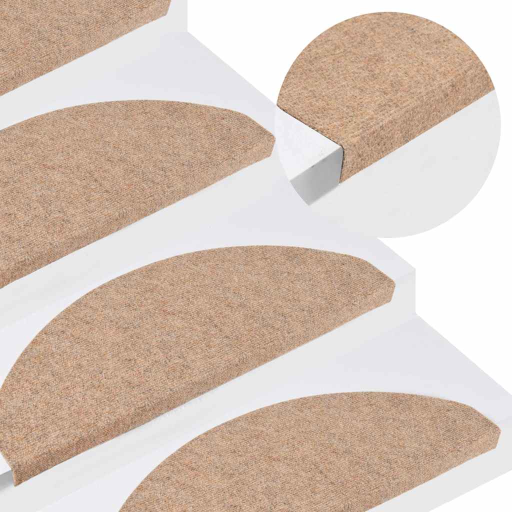 Tapetes de escada adesivos 10 pcs 65x22,5x3,5 cm bege