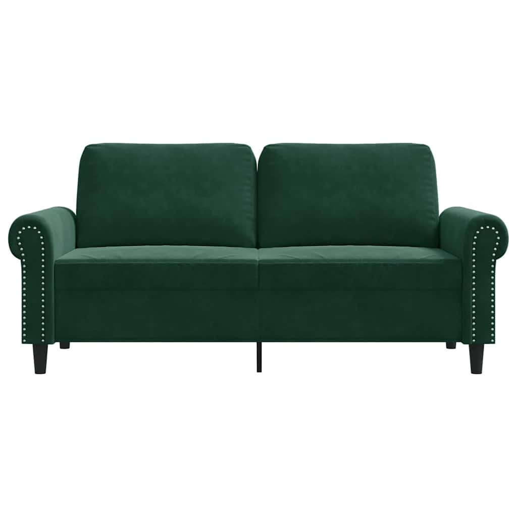 Sofá de 2 lugares 140 cm veludo verde-escuro