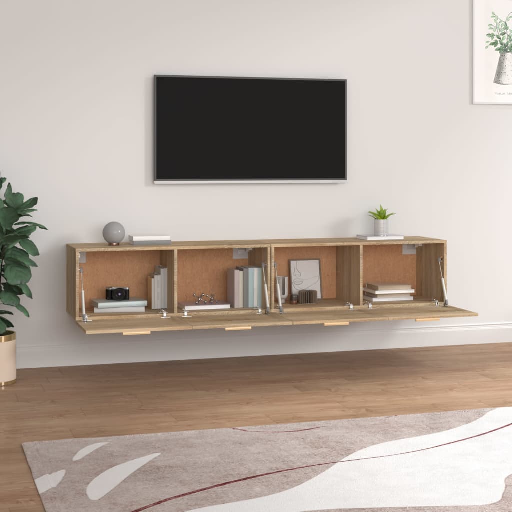 Armários parede 2pcs 100x36,5x35 cm derivados madeira sonoma