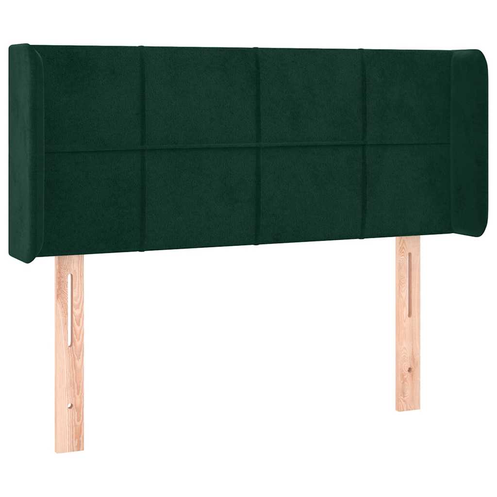 Cabeceira cama c/ luzes LED veludo 83x16x78/88 cm verde-escuro