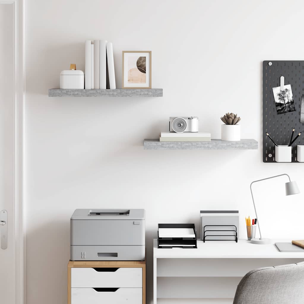 Prateleiras de parede 2 pcs 60x23,5x3,8cm MDF cinzento-cimento
