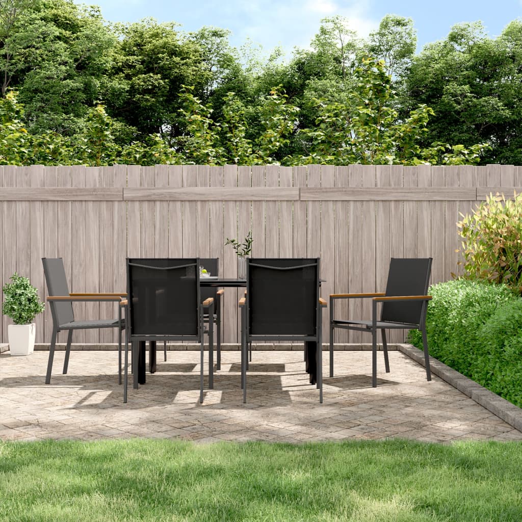 Cadeiras de jardim 6 pcs 55x61,5x90 textilene e aço preto
